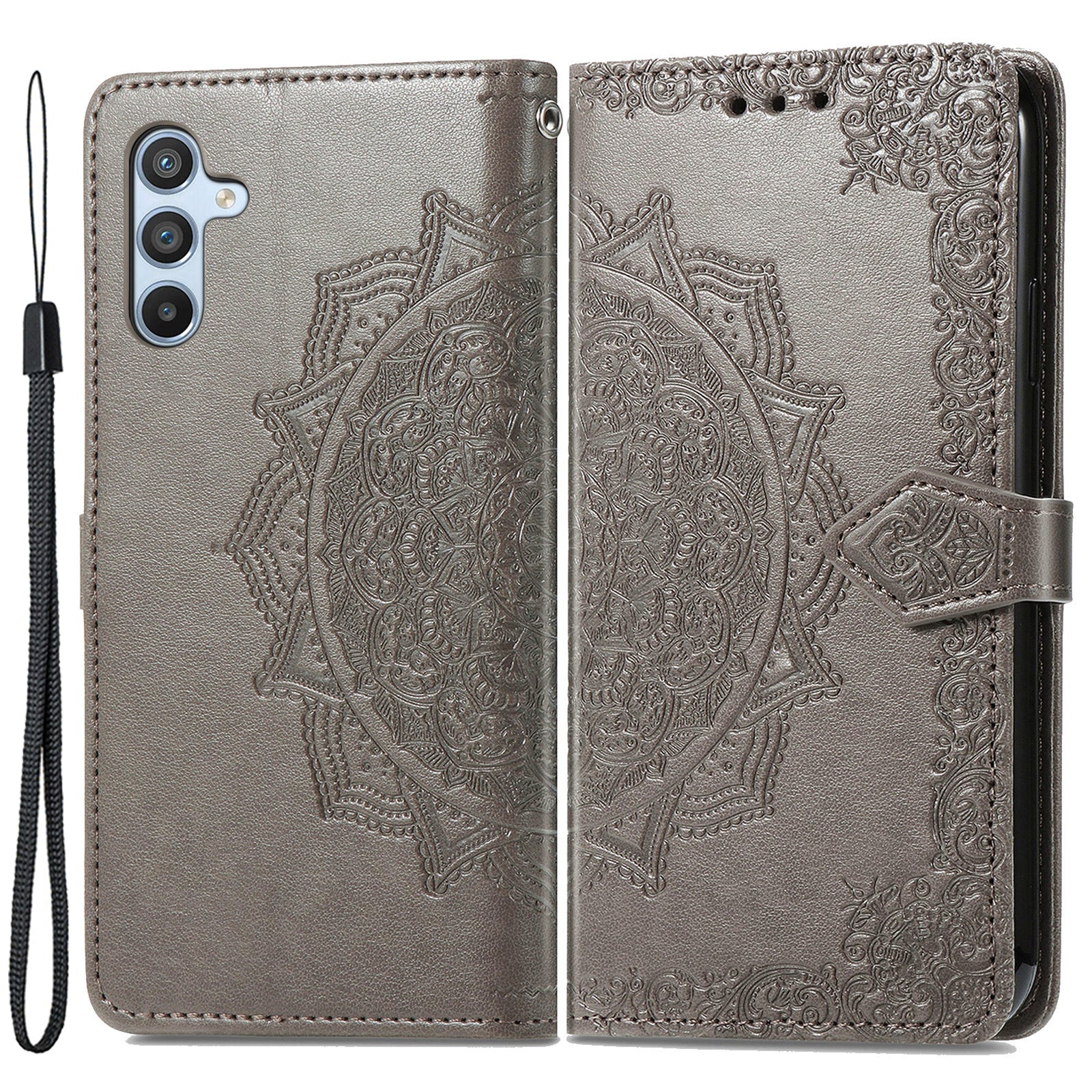 Til Samsung Galaxy A14 5G A14 4G præget mandala mønster telefontaske Stand Fuldt indpakket PU læder pung Folio Cover med rem Til Samsung Galaxy A14 5G A14 4G præget mandala mønster telefontaske Stand Fuldt indpakket PU læder pung Folio Cover med rem